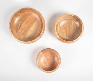 Juego de 3 cuencos desechables de madera de mango y coco de estilo vintage para servir, muestra gratis de vajilla de comida mayorista del fabricante - Product Image 3