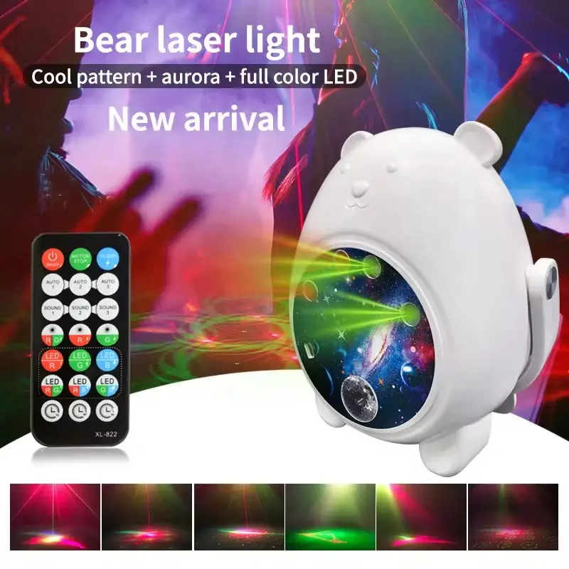 168 Projetor de desenho animado com efeitos de iluminação e controle de voz LED RGB em cores para palco de festa e quarto com luz laser