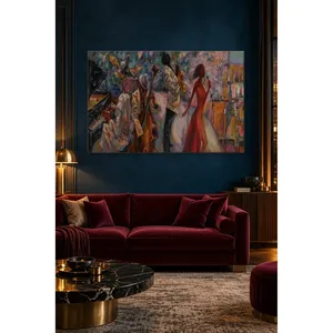 Fida Singer en robe rouge devant l'orchestre de jazz, impression sur toile - Product Image 3