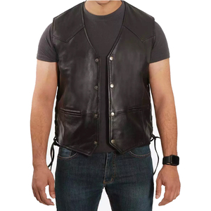 Gilet de motard en cuir pour hommes Offre Spéciale respirant imperméable Anti-UV coupe-vent avec option de taille plus gilet de moto de haute qualité - Product Image 2