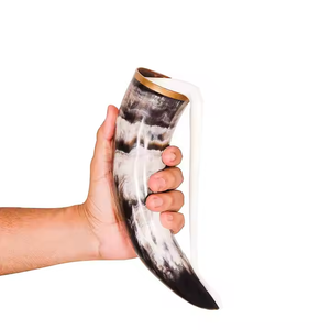 ฮอร์นสำหรับดื่มที่รั่วซึมมีความต้องการมากที่สุด475มล. 100% ทำมือธรรมชาติสีดำและสีขาวเครื่องดื่มไวกิ้งบาร์ - Product Image 1