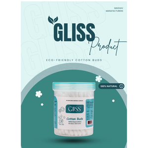 Hisopos de Algodón Reciclables de Marca Privada GLISS con Palito de Papel, Herramientas de Maquillaje, Exportados a Granel desde India, Empaquetados en Caja/Frasco de Plástico - Product Image 1