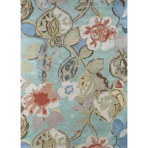 Hacienda Blue <b>Hand</b> <b>Tufted</b> Wool & Viscose <b>Rug</b> Floral Pattern for Home Use-Taq-113(Md) - Product Image 1
