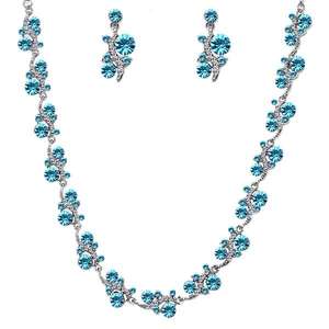 Conjunto de joyería de moda Kriaa, Collar chapado en plata con piedra austriaca azul 1103805 - Product Image 1