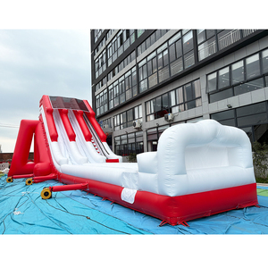 Toboggan aquatique gonflable professionnel NB-SL060 à 2 voies - Toboggan double voie rouge et blanc pour événements estivaux - Product Image 4