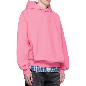 Custom Streetwear Sudadera con capucha de algodón de gran tamaño de peso pesado de lujo Rosa Sudaderas con capucha 400 GSM para los hombres - Product Image 4