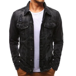 Veste en jean rétro pour homme de haute qualité, vente en gros, avec impression de logo personnalisé sur le devant, écologique et coupe-vent, 100% coton - Product Image 2