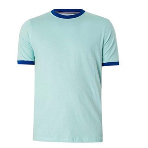 Vente en gros de T-shirt 100% coton du fabricant T-shirt à manches courtes et col en O contrasté T-shirt de sonnerie pour vêtements pour hommes grande taille d'été - Product Image 5