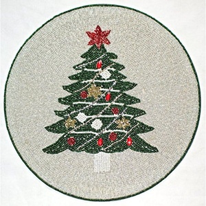 Arbre de noël Conception Brodé Verre Perles Napperons Direct Usine Vente De L'inde En Gros Prix Bas QUANTITÉ MINIMALE DE COMMANDE Meilleure Qualité - Product Image 2