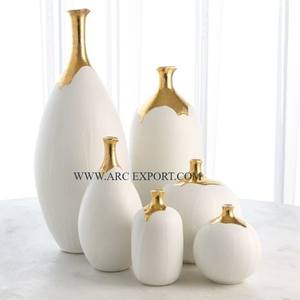 Lot de 4 vases à fleurs en laiton massif de différentes tailles, vase à fleurs moderne en plaqué or fait à la main et pots indiens - Product Image 3