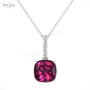 Poinçonné 1.50 CT Naturel Rhodolite Grenat Dangle Charme Pendentif 14k Blanc Or Massif Diamant Dames Pendentif B2B Offres De Gros - Product Image 3