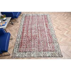 พรมขนาด 5.5x8.9 ฟุต, พรมตุรกีโบราณ, พรมลายสัตว์สีแดงขาว - Product Image 4