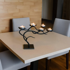 Antique Silver Iron <b>Candle</b> Stand Holder Creative Rectangular Base Handcrafted Powder Coating for <b>Wedding</b> Christmas Home Decor - Product Image 2