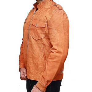 2025 <b>Men's</b> High Quality <b>Suede</b> Leather <b>Jacket</b> Stand Collar with Front Logo GENUINE Cow Skin for Winter Wear - Product Image 6