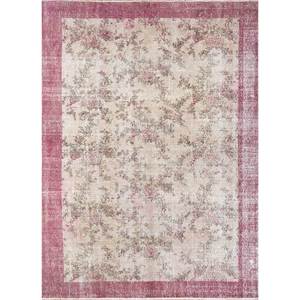 Tapis en laine vintage 9x12 rouge-orange noué à la main, motifs floraux abstraits en forme de puzzle rectangulaire pour entrée de maison, chambre d'adolescent - Pae-2005 - Product Image 1