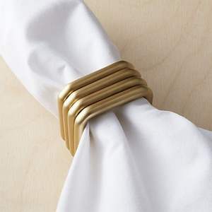 Décoration de mariage table à manger carré en métal laiton rond de serviette en laiton plaqué or top vente anneau de serviette - Product Image 6