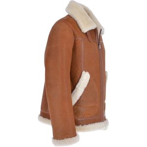 Veste en cuir suédé élégante pour hommes, fermeture à glissière, fourrure de mouton imperméable, rembourrage en coton pour superposer des tenues formelles décontractées - Product Image 3