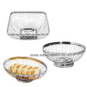 กระจกขัดเงาตะกร้าผลไม้และขนมปังชุดของ3ดีไซน์ที่กำหนดเองและโลโก้มีสีเงินขัดเงา - Product Image 1