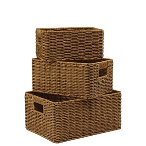 Juego de 3 Cestas Rectangulares de Ratán Hechas a Mano, Cesta de Almacenamiento, Venta al por Mayor, Ecológicas, Hechas en Vietnam - Product Image 1