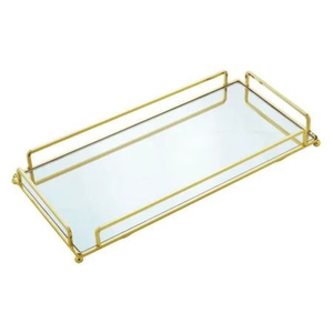 Plateau de rangement rectangulaire en acier inoxydable de qualité supérieure, avec miroir, pour la décoration d'hôtel, de mariage et l'organisation de la maison - Product Image 3