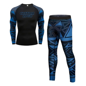 Traje de Baño Deportivo de 2 Piezas con Estampado, Manga Larga, Secado Rápido, Alta Elasticidad, Color Azul y Negro en Contraste, Nueva Tendencia 2026 - Product Image 1