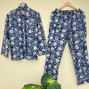 Costume de nuit indien exclusif à imprimé floral fait à la main 100% coton élégant décontracté été automne pour printemps matin luxe ODM approvisionnement - Product Image 1