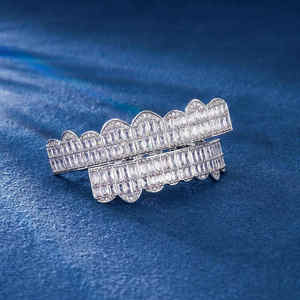 Diamant Moissanite plaqué argent sterling exclusif Grillz Glacé Bling pour les cadeaux de mariage Faire une déclaration Toute performance - Product Image 1