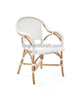 Fauteuil en rotin élégant de Bistro français accoudoir confortable chaise de salle à manger extérieure durable pour café Restaurant salon cuisine