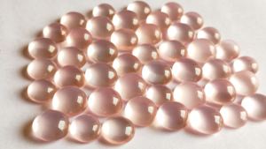 Forme ronde fond plat Rose Quartz couleur rose 5mm taille personnalisée pierres de Quartz coupées pour la fabrication de bijoux - Product Image 3