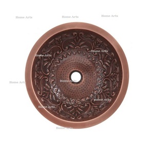 Lavabo de baño hecho a mano de cobre martillado de calidad superior de tamaño personalizado del fabricante en la India - Product Image 6