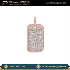 Diseño Atractivo, Joyería de Moda en Oferta, 18.5 CTS, Plata 925, Corte Esmeralda Helado, Colgante de Diamante Moissanita VVS con Forma de Placa de Identificación - Product Image 3