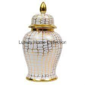 โถขิงตกแต่งหม้อเคลือบเงาสีขาวและสีทองดีไซน์สำหรับตกแต่งห้องครัว - Product Image 6
