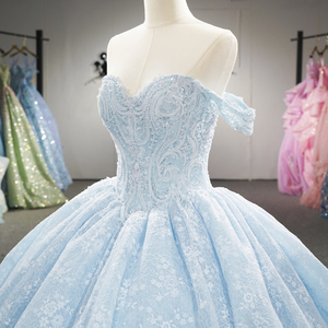 Dy8515 Impresionante Vestido de Gala Azul Celeste con Hombros Descubiertos, Apliques de Encaje Floral y Corsé, Vestido de Quinceañera Jancember - Product Image 5