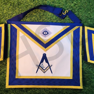 Juego de Mandil y Puños Masónicos de Alta Calidad, Regalia de Logia Azul y Dorada con Bordado de Escuadra y Compás - Product Image 3