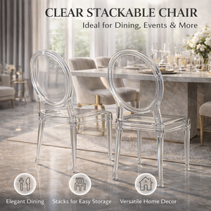 Silla de PC Transparente de Resina con Respaldo Redondo, Sillas de Comedor Apilables de Plástico Transparente para Hoteles, Salas de Estar y Bodas - Product Image 3