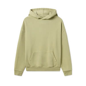 Sudadera con capucha 100% de algodón con hombros caídos para hombre, sudadera de lana pesada de gran tamaño, Sudadera con capucha de arena bordada, sudadera gruesa en blanco - Product Image 1