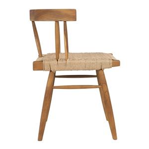 Chaise de salle à manger moderne en bois de teck massif avec siège en rotin tissé Mobilier d'intérieur pour appartement ou villa - Product Image 5