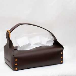 Couverture de boîte à mouchoirs Durable faite à la main en cuir véritable de qualité supérieure Conception personnalisable pour la décoration intérieure Accessoires de bureau d'entreprise - Product Image 1