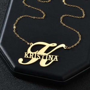 Chaîne cubaine personnalisée grande première lettre nom colliers bijoux plaque signalétique personnalisée collier ras du cou femmes hommes fête Gifs - Product Image 3