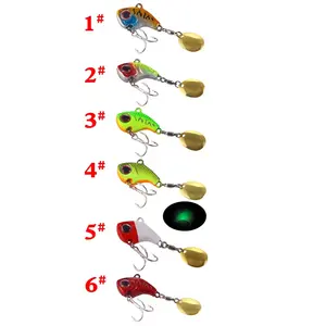 Factory sell 3d Fish Eye Bionic Bait Metallic sequins small jig lure with rotary spinner blades fishing bait