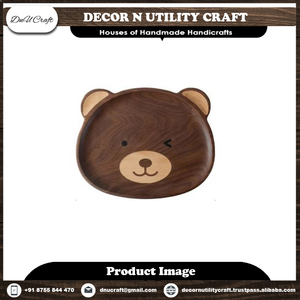 Vente au meilleur prix! Couverts en bois d'acacia naturel faits à la main pour le bureau à domicile Assiettes de plats de restaurant multi-usages écologiques - Product Image 4