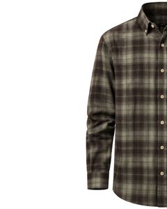 เสื้อเชิ้ตลายสก็อตแขนยาวผู้ชาย กระดุมผ่าหน้า สไตล์ลำลอง ผ้าแฟลนเนล สีน้ำตาลเข้ม สีเขียวมะกอก สีกากี รับผลิตตามสั่ง ขายส่ง - Product Image 3