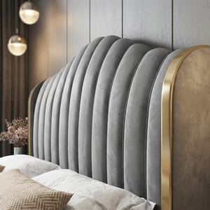 Lit en cuir véritable avec cadre en bois massif sur mesure OEM, facile à nettoyer, cuir mat, profil bas, taille <span class=keywords><strong>Queen</strong></span> - Product Image 5