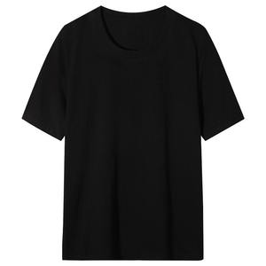 T-shirts vierges en coton uni pour hommes, manches courtes, 180g, 26 fils, avec design de col, personnalisables avec logo brodé OEM, vente en gros - Product Image 1