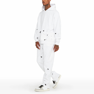 Custom Made 100% Cotton Solid Printed Eco-Friendly Hoodie Jogger Sweatpants Set Premium Quality New Style Long Sleeve Men Flared - Product Image 5