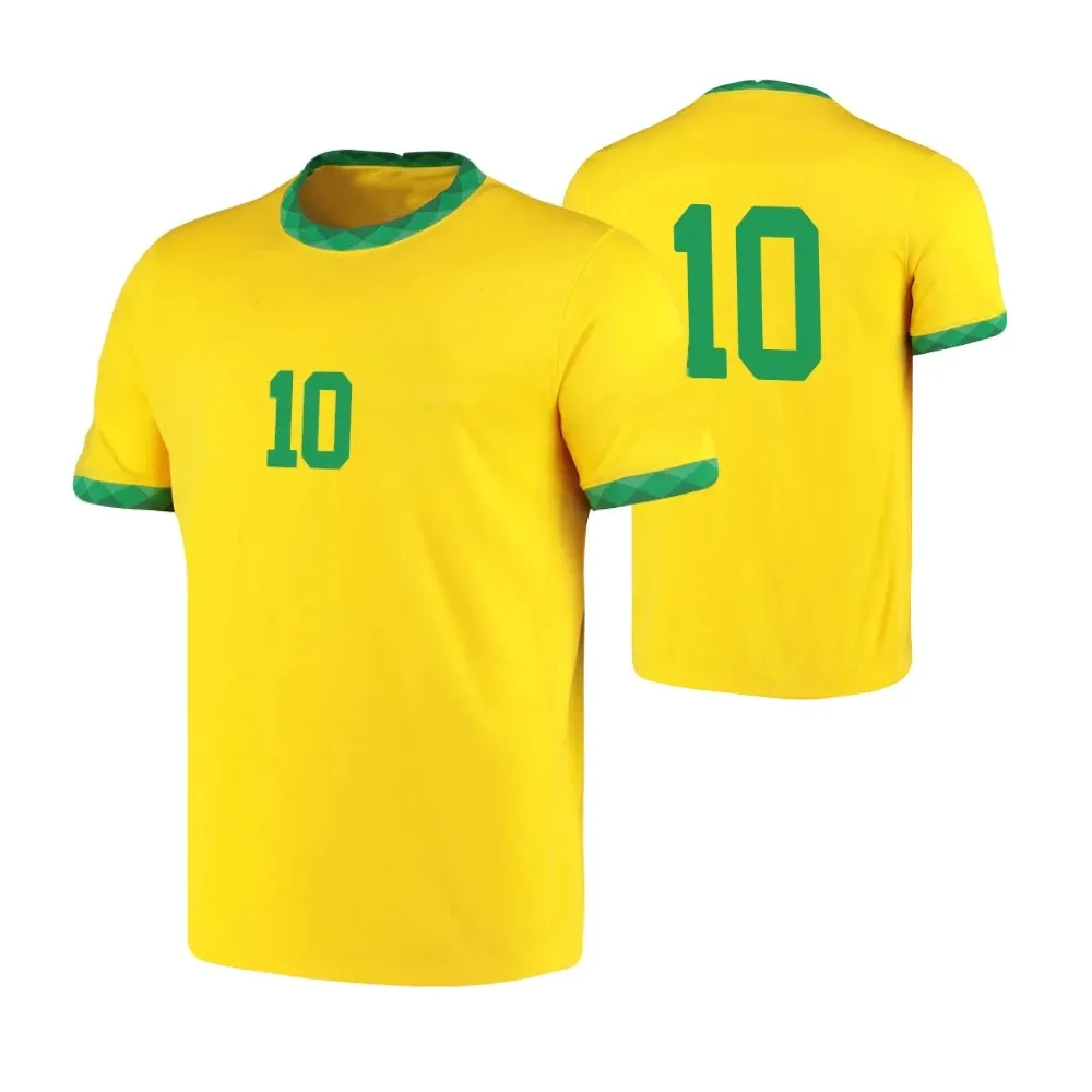 2022 Team Brasilien Fußball Trikots T-Shirts Männer Kurzarm bedrucktes T-Shirt Gelb Mesh Fußball Sport Sweats Atmungsaktive Kleidung