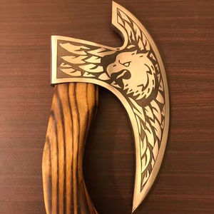 SCL Pizza Cutter Couteau Damas À La Main Vintage Cuisine Chef Couteau pizza cutter hache avec Manche En Bois et Gaine En Cuir - Product Image 1