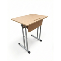 Bureau d'étudiant moderne à double bras réglable en hauteur, en mélaminé et structure métallique thermolaquée, idéal pour hôtel, chambre et école - Meilleure vente