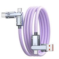Kabel Pengisian Cepat 2 in 2 Strong Nylon 5A Heavy Duty 540 Derajat Putar USB-C ke C dengan USB-A untuk Printer, Dilindungi Tembaga Murni