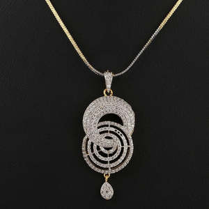 American Diamond <b>Locket</b> Set - Silver & Golden - Product Image 3